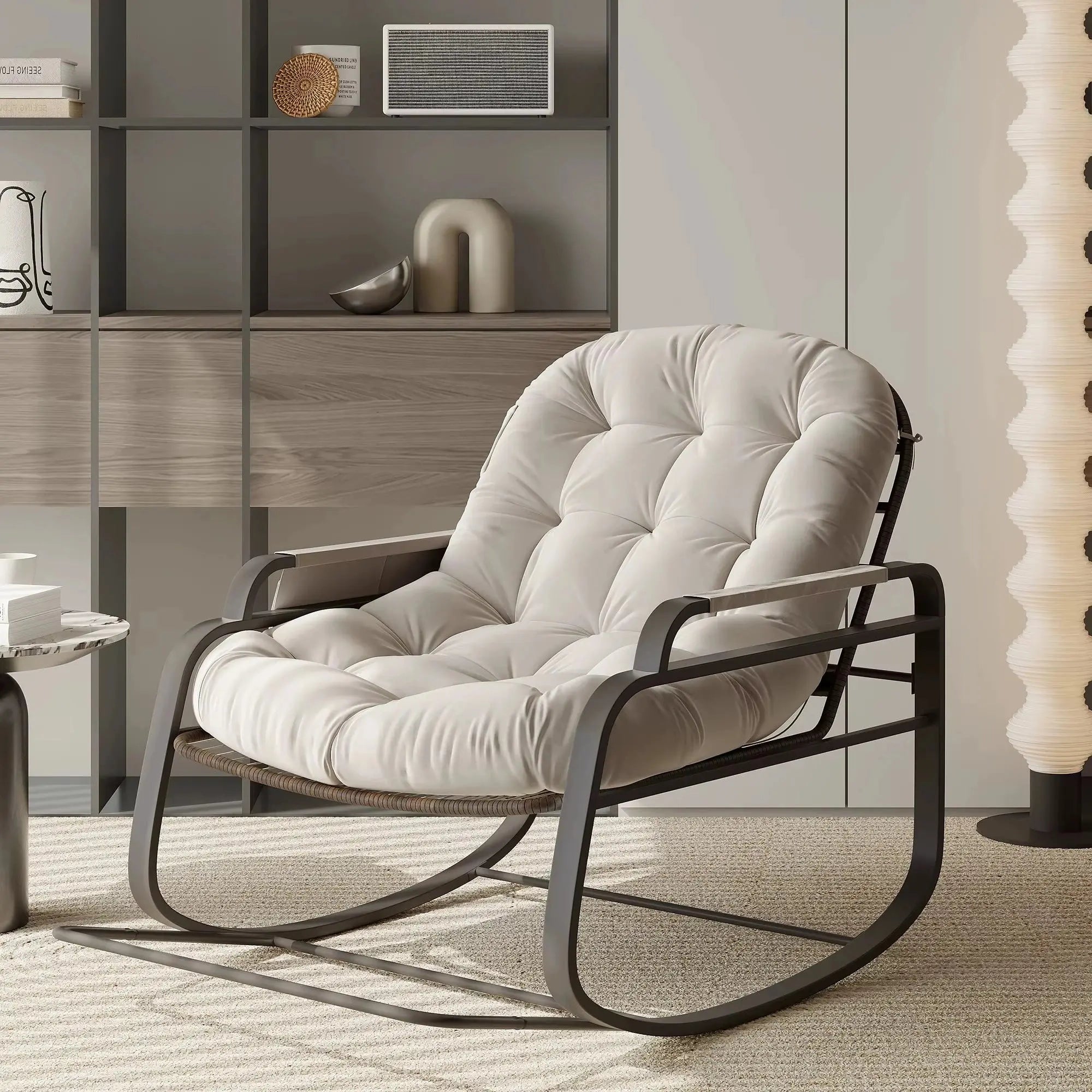 SOLENA – Rocking Chair Rotin Extérieur - Oscille