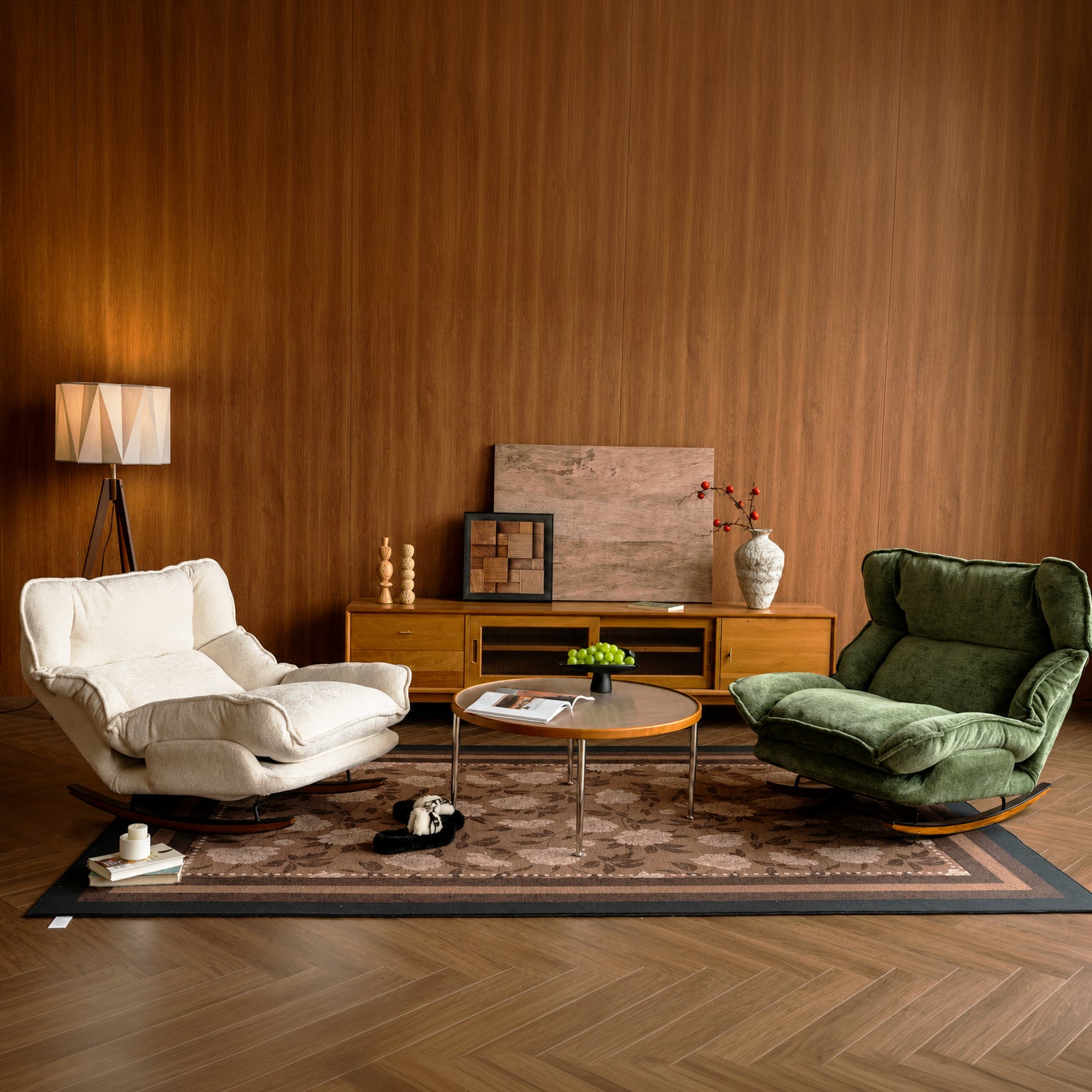 VELDA - Rocking Chair Paresseux Inclinable Doux - Oscille