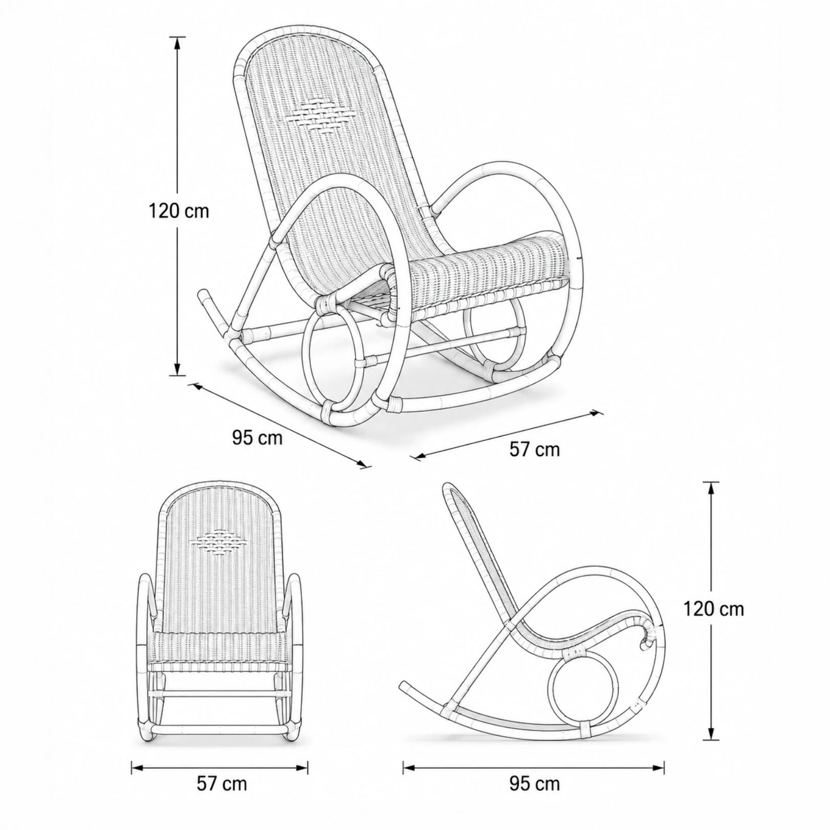 VANIK - Rocking Chair Rotin & Manau Tressé - Oscille