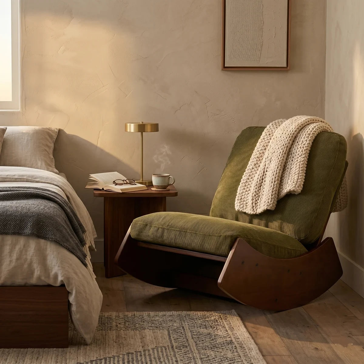 KANOA CHAIR – Rocking Chair Rétro Velours - Oscille