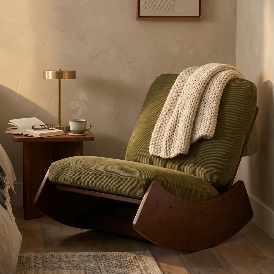 KANOA CHAIR – Rocking Chair Rétro Velours - Oscille