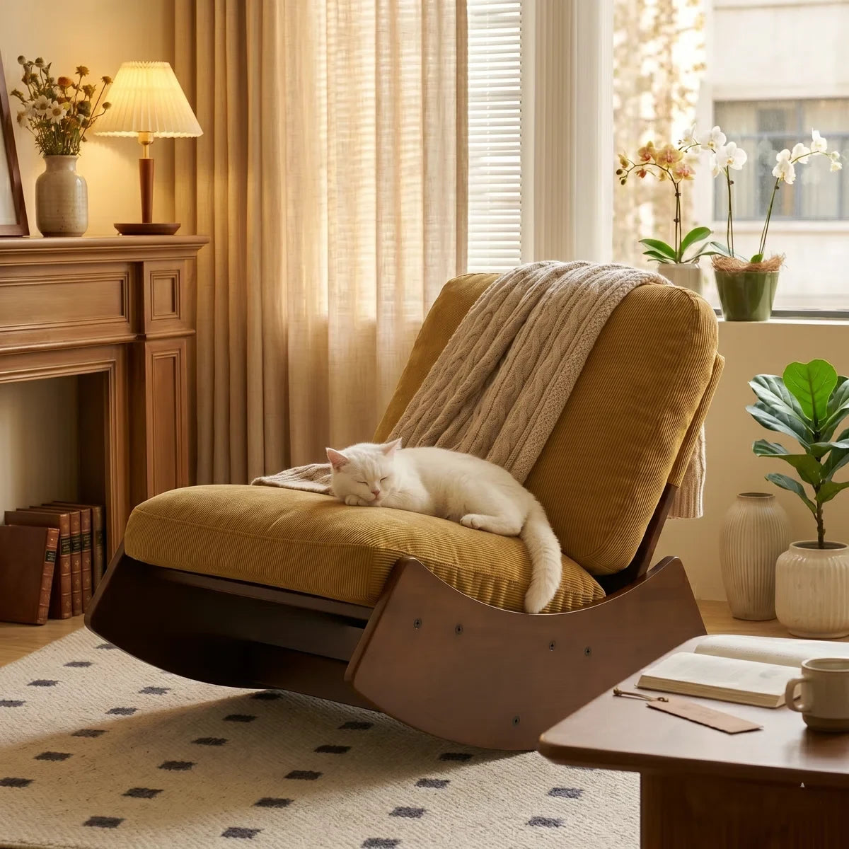 KANOA CHAIR – Rocking Chair Rétro Velours - Oscille