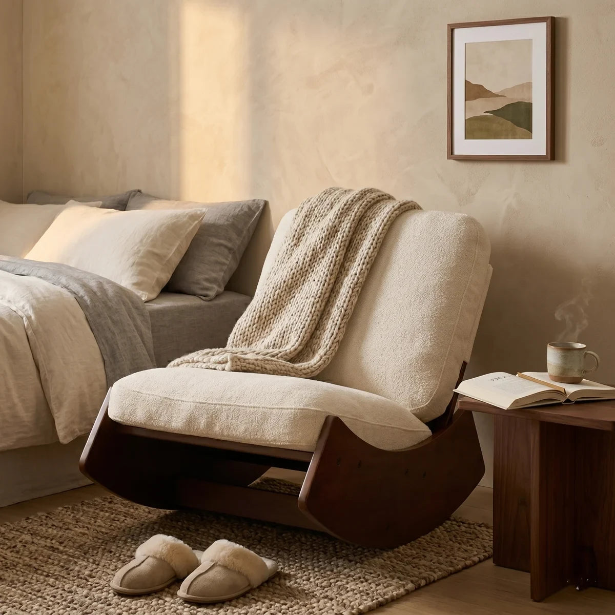 KANOA CHAIR – Rocking Chair Rétro Velours - Oscille
