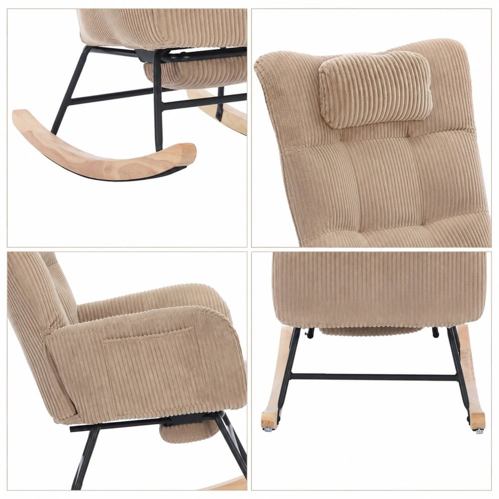 OLENA - Corduroy Cocoon Rocking Chair & Footrest