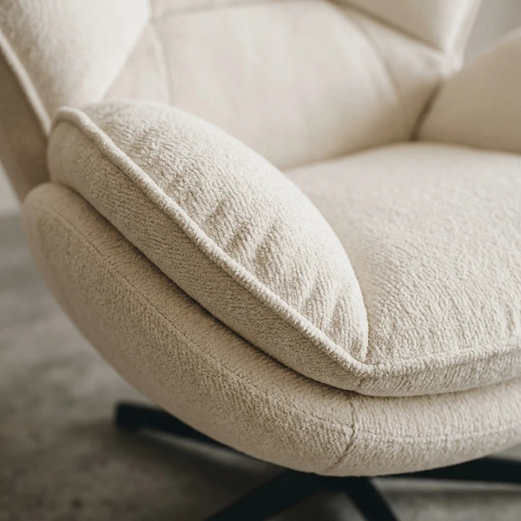 SELVA - Fauteuil Pivotant 360° Cocon en Tissu Chenille, Crème